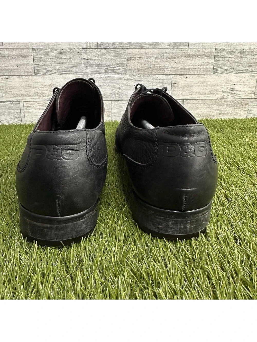 Dolce & Gabbana Dress Shoes Wing Tip Black Stitch Mens EU 46 US 12